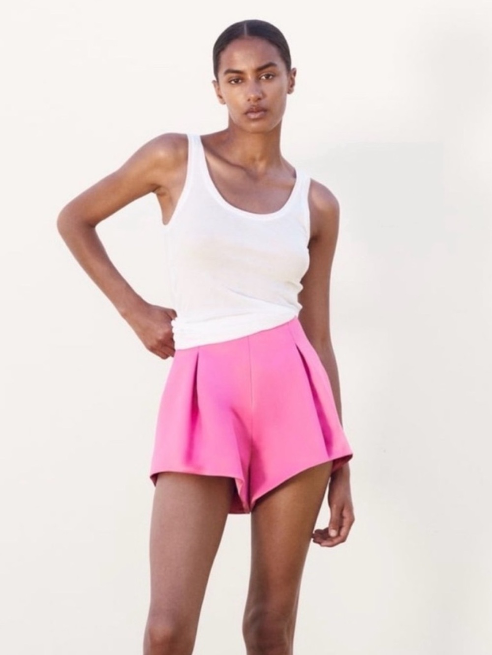 Zara Pink Pleated High-Waist Skort